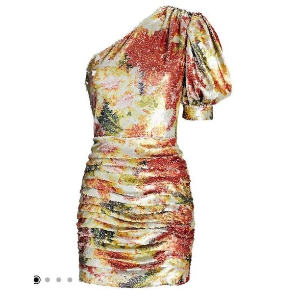Ronny Kobo Eden Lined One Shoulder Sequin Ruched Mini Dress Multicolor Size XS - Picture 4 of 11